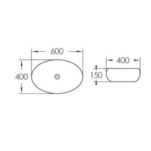 Lavoar baie pe blat Prestige Oval, alb, ceramica, 60 × 40 × 15 cm – Anahita - Img 2