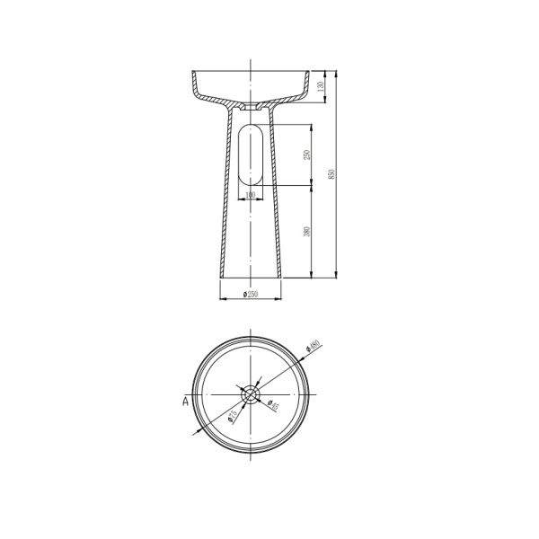 Lavoar freestanding Eternity, rotund, alb, din compozit, 48 x 48 x 85 cm, Eweca - Img 4
