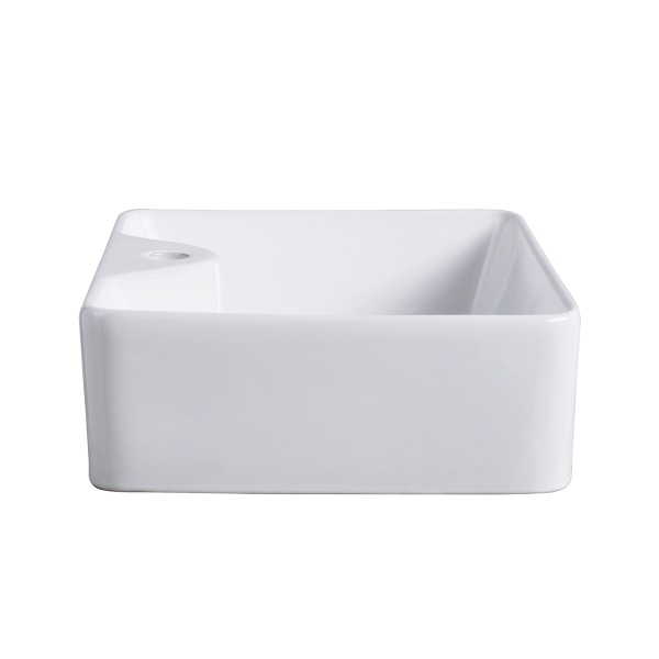 Lavoar pe blat Recall, dreptunghiular, alb, cu orificiu pentru baterie, ceramica sanitara, 49 x 38 x 13 cm, Anahita - Img 5
