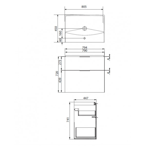Mobilier baie cu lavoar B590 CITY 80 demontat + lavoar S801-423 - Img 3