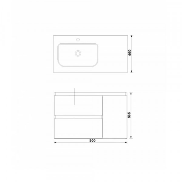 Mobilier baie suspendat Gala Daily antracit 2 sertare 1 usa si lavoar 90 cm GAL7895284 - Img 2