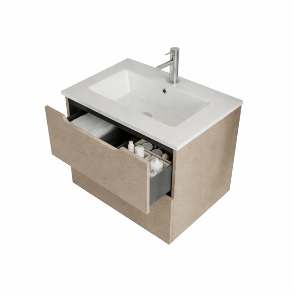 Mobilier suspendat Comfort 60cm Intonaco Almond Lisco cu lavoar Savini Due - Img 2