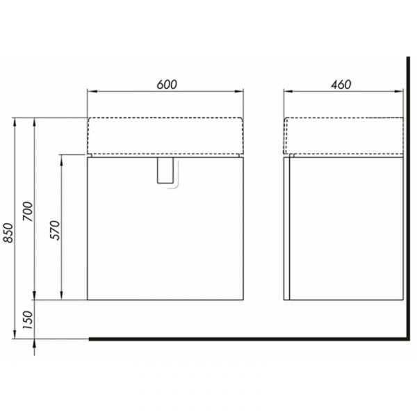 Mobilier suspendat Twins cu lavoar 60 cm alb 89498000 + L51160000 Kolo - Img 2