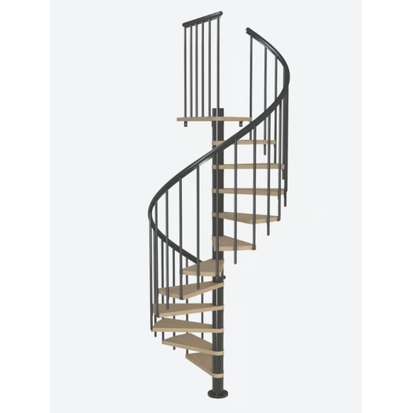 Scara de interior in spirala antracit din fag 140cm diametru 14+1 trepte Montreal Dolle - Img 3