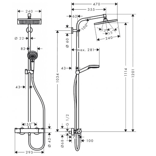 Sistem dus CROMETTA E 240 1 JET termostatic 27271000 - Img 3