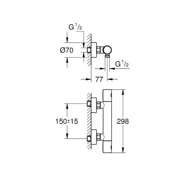 Baterie dus COSMOPOLITAN GROHTHERM 800 cu termostat 34765000 Grohe - Img 2