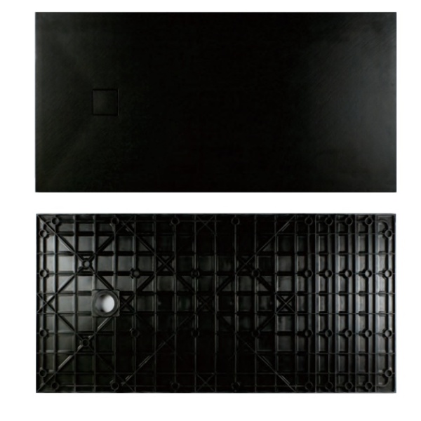 Cadita dus din compozit, dreptunghiulara, SMC STONE, neagra, 100 × 90 cm, Slim 2,6 cm – Anahita - Img 2