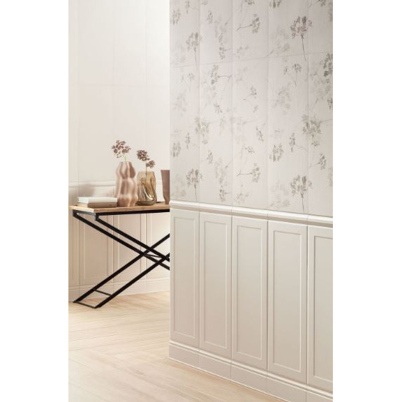 Decor MILD GARDEN 2 3 ELEMENTE 74.8x89.8, interior, baie-bucatarie, rectificat, model floral alb-bej mat, Tubadzin - Img 2