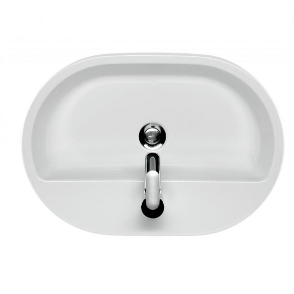 Lavoar baie pe blat Caspia oval alb din ceramica 60x42cm Cersanit - Img 3