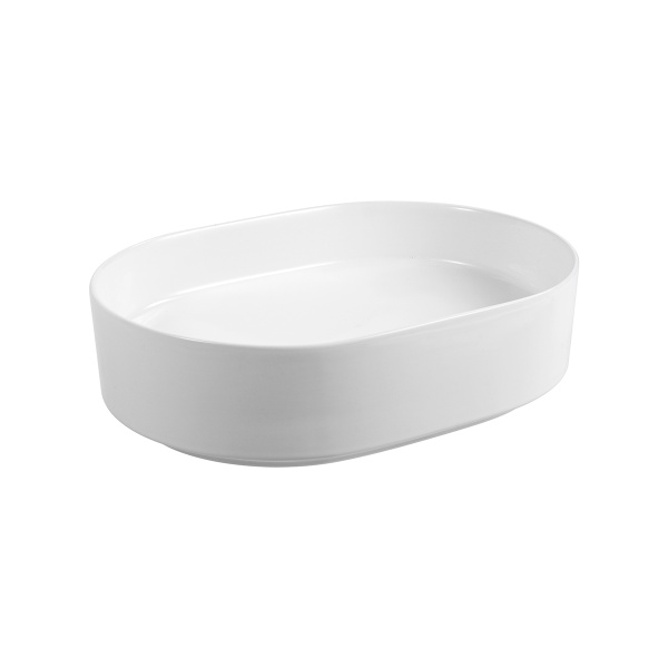 Lavoar baie pe blat Eternity, oval, alb, din ceramica, 50 x 37 x 13,5 cm, Anahita - Img 6