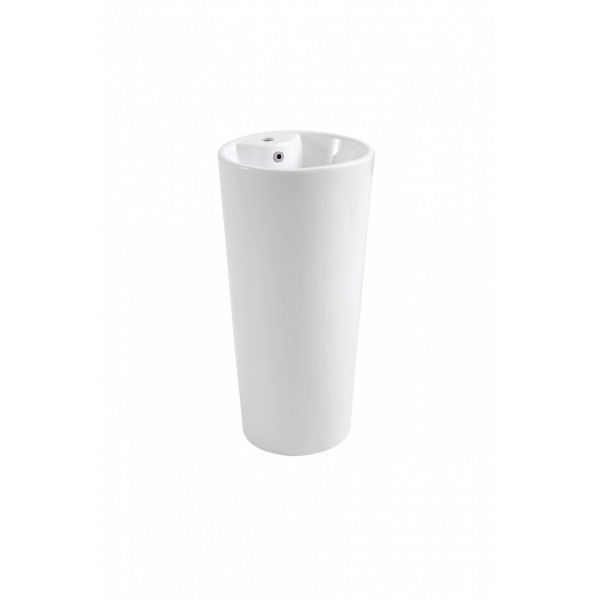 Lavoar freestanding Art, alb, cu orificiu pentru baterie, ceramica, 40 x 40 x 83 cm, Anahita - Img 3