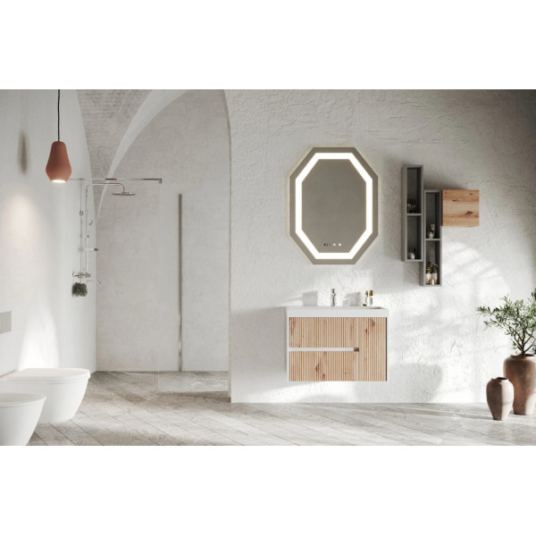 Mobilier baie cu lavoar Portofino Rovere Oro 80cm Savini Due - Img 2