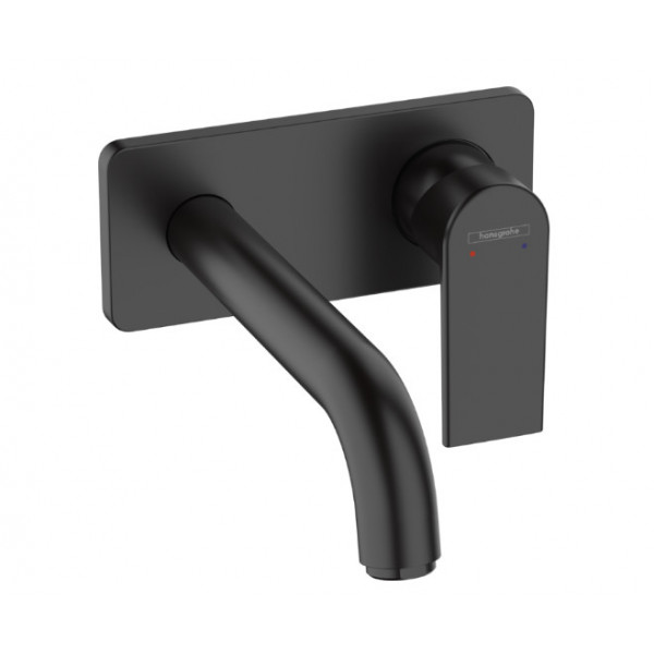 Ornament baterie lavoar perete VERNIS SHAPE pipa 20,5 cm negru mat 71578670 Hansgrohe fara corp incastrat