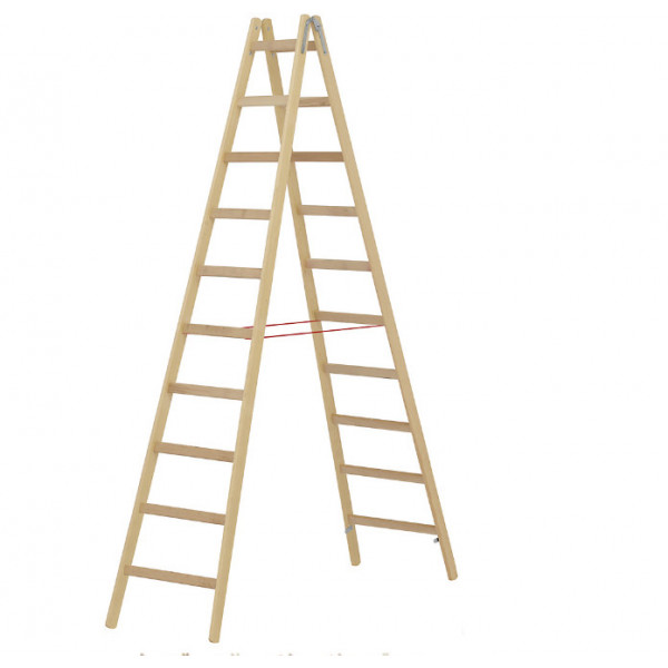 Scara de lemn dubla cu 10 trepte, aprox. 3 m