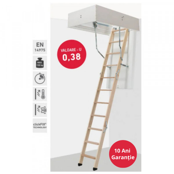 Scara mansarda izolata DOLLE CLICK FIX 76 THERMO - izolatie 7cm, 60x120cm - Img 4