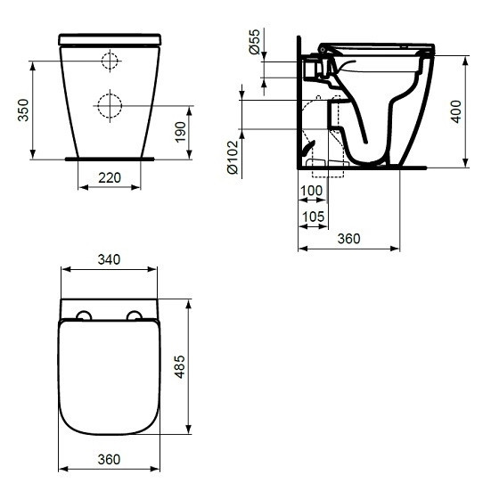 Vas wc pentru rezervor incastrat rimless+ I. LIFE B BTW - Img 2