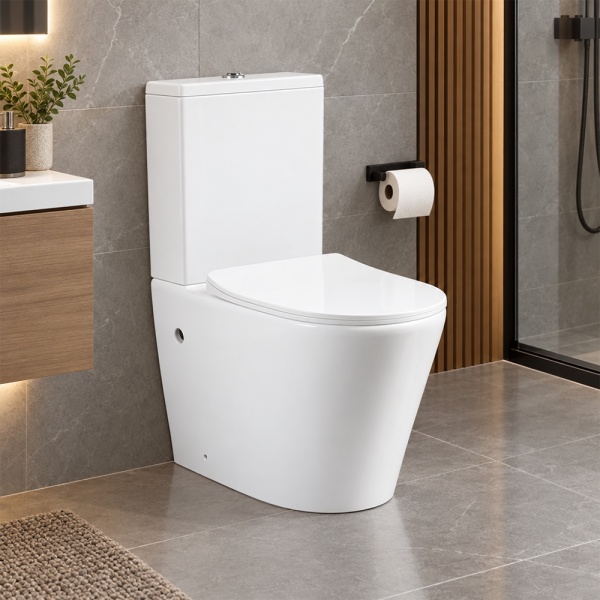 Vas WC stativ Lumia Anahita, alb, evacuare orizontala, rimless, 60,5 x 38 x 79,5 cm, capac soft close inclus - Img 2