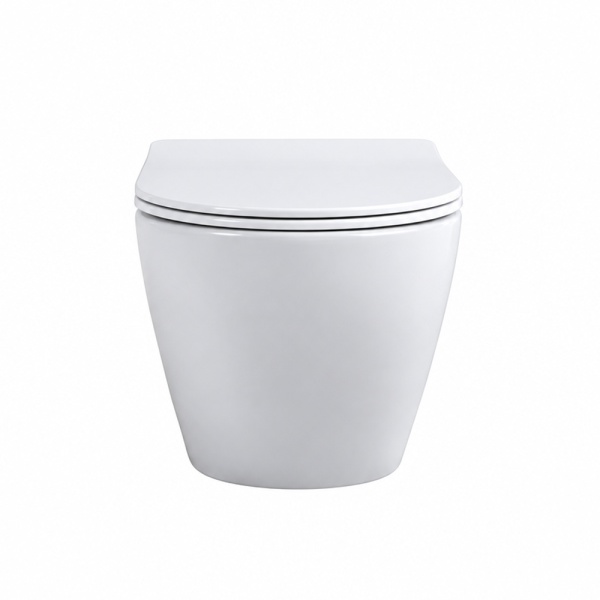 Vas WC suspendat Prestige Anahita, alb, rimless, evacuare orizontala, 36 x 53,5 x 36 cm, capac WC soft close inclus - Img 3