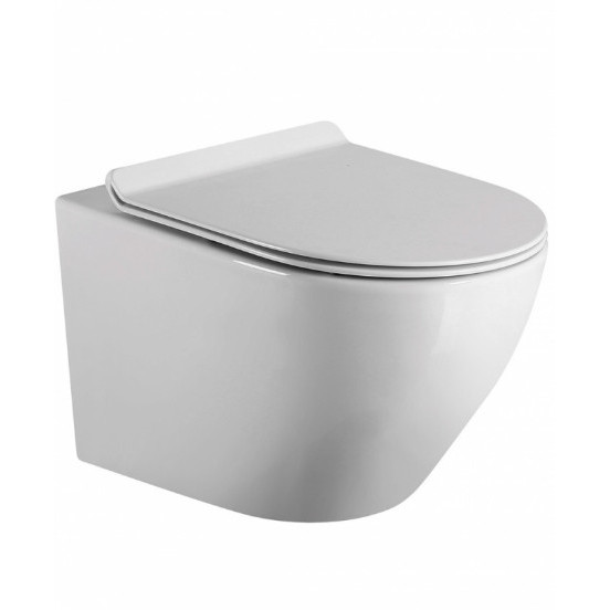 Vas WC suspendat Rimless cu capac, 48,5 x 36,5 x 37 cm, alb, Magenta S02010106P - Img 2