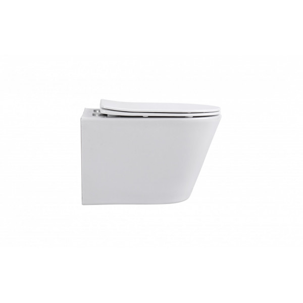 Vas WC suspendat Rimless cu capac Soft Close, 52,5 x 36 x 32 cm, alb, Beauty, Anahita - Img 2