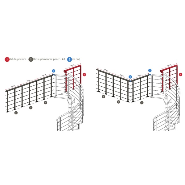 Balustrada de protectie antracit - kit de pornire Design Dolle