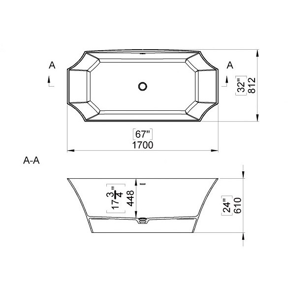 Cada freestanding NOVARA cu preaplin integrat ventil click-clack inclus MRM601144171103 Cast Marble - Img 3