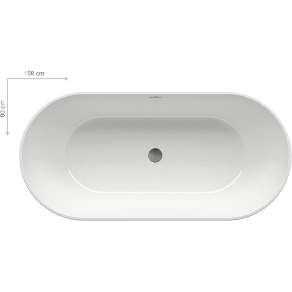 Cada freestanding ovala, alba din acril, Freedom O XC00100020, 169x80 cm, Ravak - Img 3