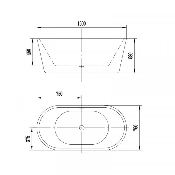 Cada freestanding ovala din acril cu instalatie completa, 150x75 cm, Denisa, Florida - Img 2