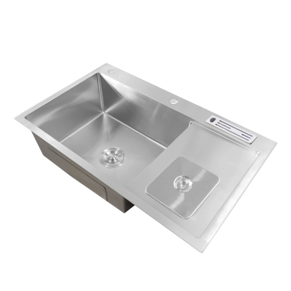 Chiuveta bucatarie cu o cuva, inox, satin, cu cos de gunoi si suport cutite, 78 x 48 x 22 cm, Anahita - Img 2