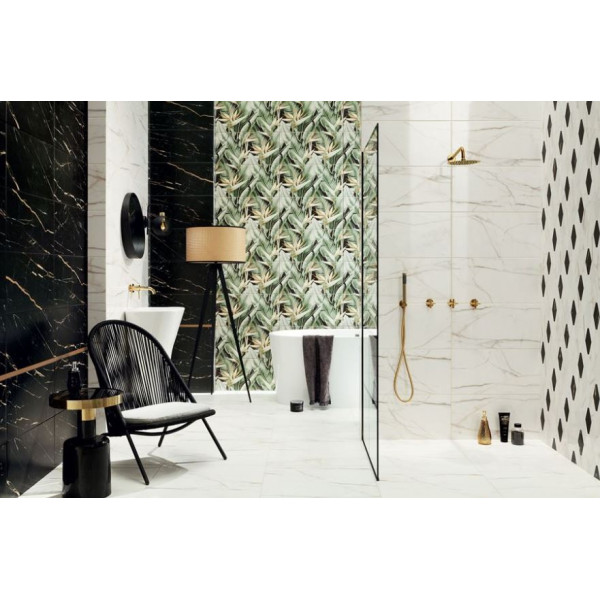 Faianta FLORIS BLACK, baie/bucatarie, interior, negru mat, tip marmura 30.8x60.8cm - Img 2
