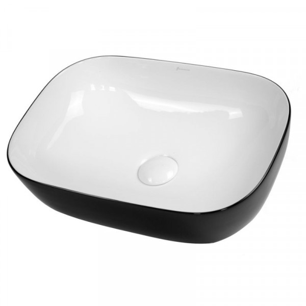 Lavoar baie pe blat CRIUS, dreptunghiular, alb-negru din ceramica. 45.5x32cm ARTC80426-CBKW Fluminia - Img 4