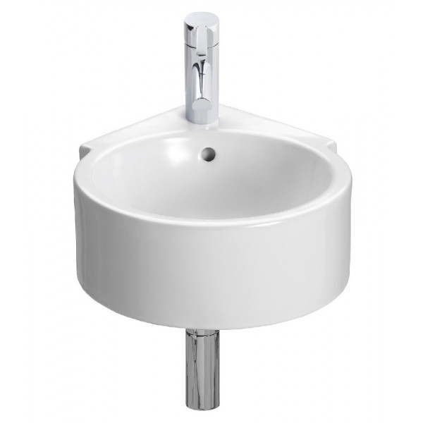 Lavoar baie pe blat de colt Isla, rotund alb din ceramica 39,5cm 0441001 Gala - Img 2
