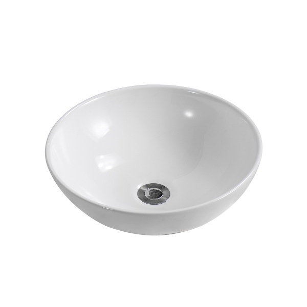 Lavoar baie pe blat Elegance, rotund, alb, din ceramica, 38 x 38 x 13 cm, Anahita - Img 4