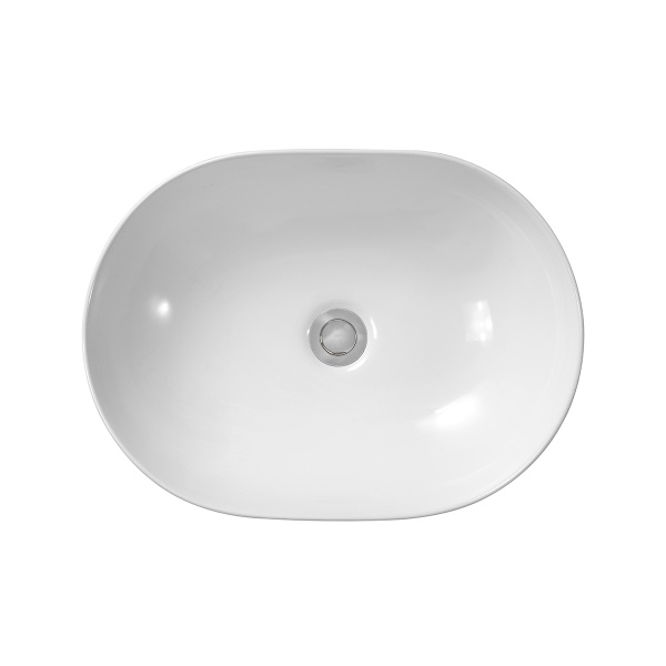Lavoar baie pe blat Eternity, oval, alb, din ceramica, 49 x 37 x 13 cm, Anahita - Img 3