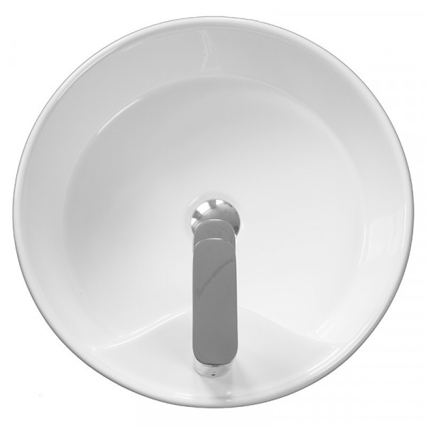 Lavoar baie pe blat IBIZA GRANDE NEW, rotund, alb din ceramica 46.5cm Fluminia - Img 3