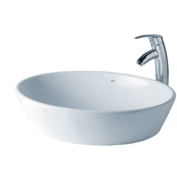 Lavoar baie pe blat Soft, rotund alb din ceramica 57,5x45cm 1305001 Gala - Img 2