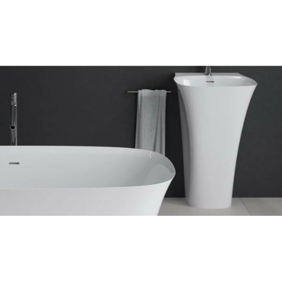 Lavoar freestanding Paglia, dreptunghiular alb din compozit 52x45x85cm MRM630402051103 Cast Marble - Img 2