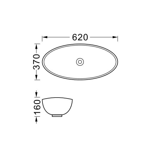 Lavoar pe blat Beauty, oval turcoaz din ceramica 62x37x16cm Anahita - Img 2