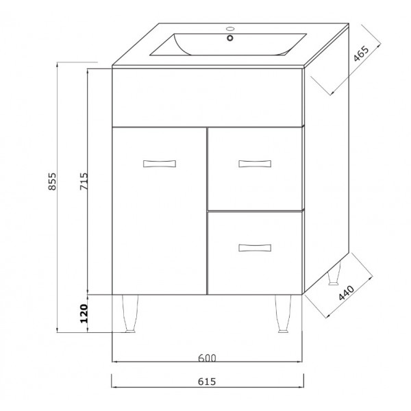 Mobilier baie cu lavoar MADRID 60cm SAV 502 - Img 4