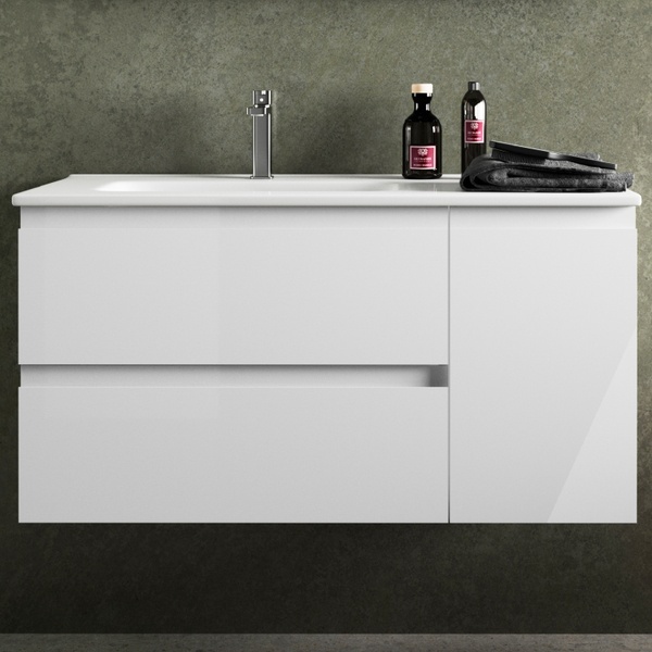 Mobilier cu lavoar alb lucios Viena 90cm Coycama - Img 3