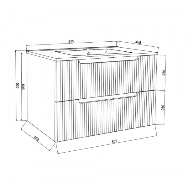 Mobilier de baie cu lavoar, oglinda și lampa led Ibiza 80cm, Savini Due - Img 5