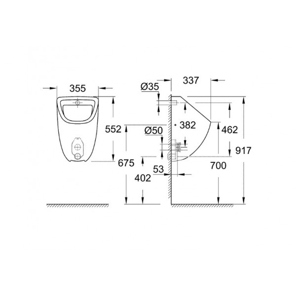 Pisoar BAU CERAMIC alimentare prin spate 39438000 - Img 2