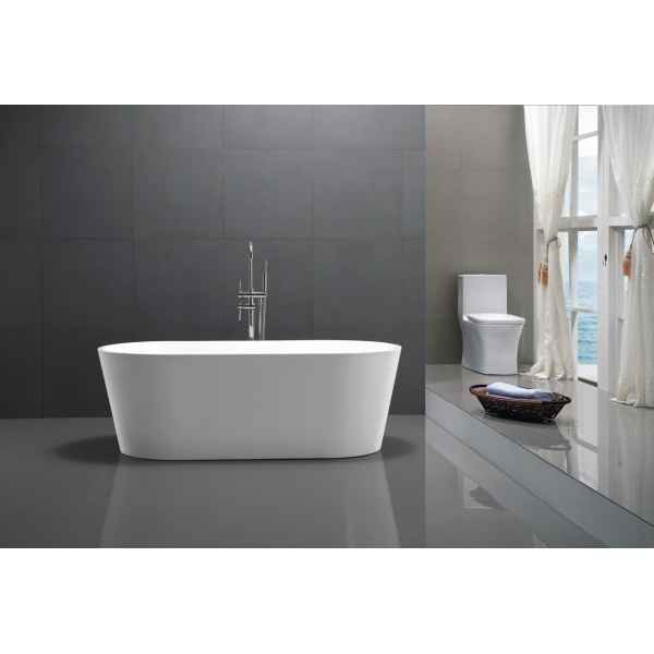 Set cada Art freestanding ovala, alba din acril, 172x81x58cm si bateria cada slimmer negru Eweca - Img 2