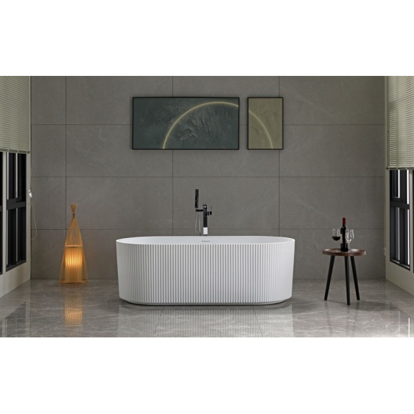Set cada Smart freestanding ovala, alba din acril, 172x81x58cm si baterie cada slimmer crom Eweca - Img 2