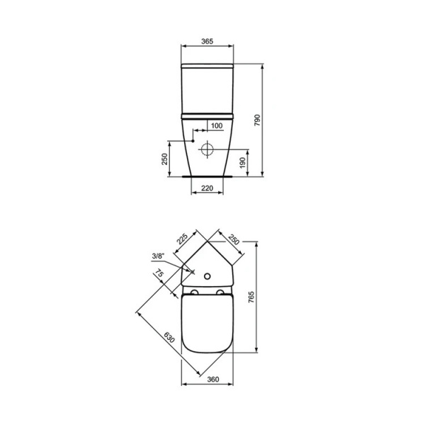 Vas WC I.Life S Compact Rimless, 60,5 x 36,5 x 40 cm, alb lucios, T459601, Ideal Standard - Img 4