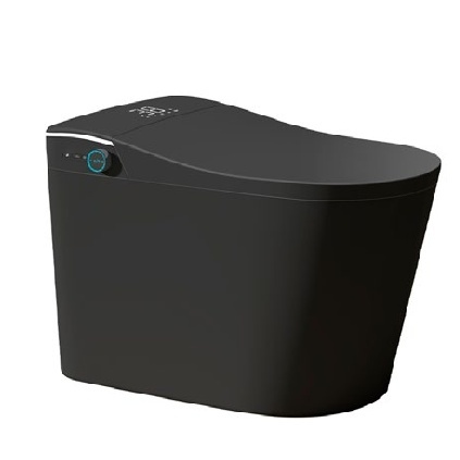 Vas WC stativ multifuncțional cu bideu încorporat și capac încălzit Soft Close, 68 x 40 x 46 cm, negru mat, Anahita - Img 2