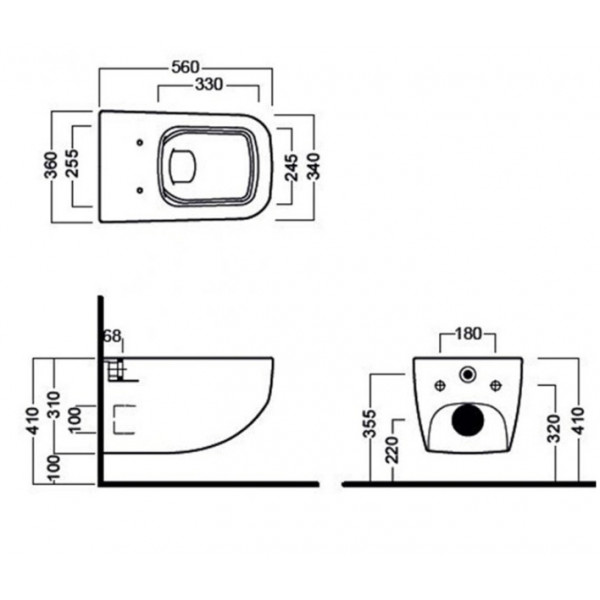 Vas WC suspendat Rimless, 56 x 36 x 31 cm, alb, Next, Hatria - Img 2