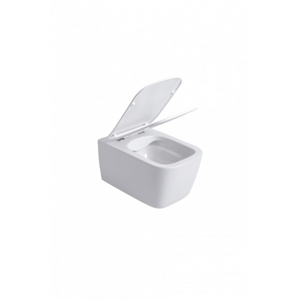 Vas WC suspendat Rimless cu capac Soft Close, alb, Recall, Anahita - Img 6