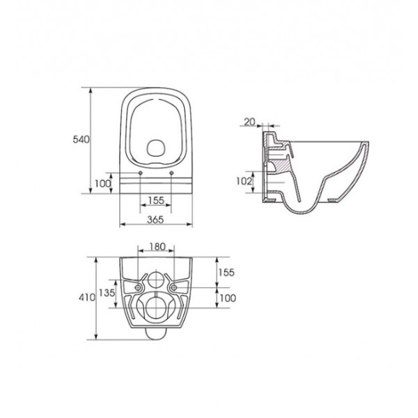 WC suspendat rimless cu capac soft-close Caspia New K701-103 - Img 4