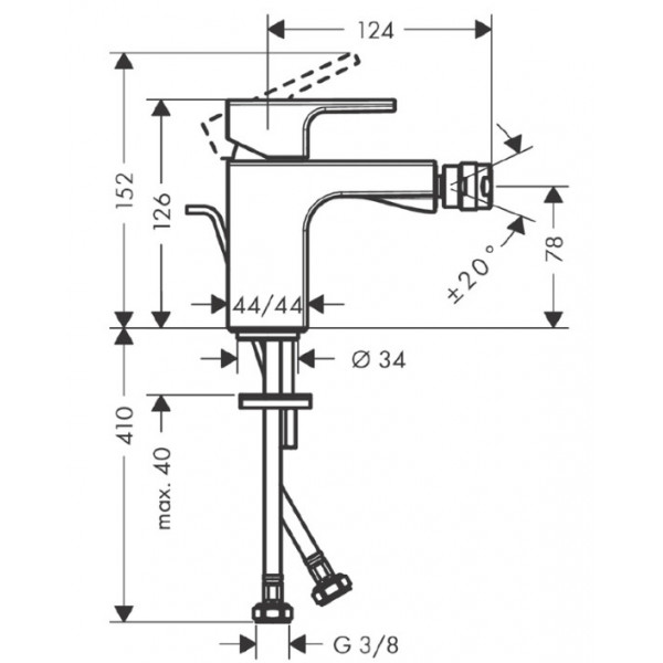 Baterie bideu VERNIS SHAPE cu ventil 71211000 Hansgrohe - Img 2